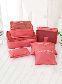 6pcs Letter Graphic Travel Storage Bag,Boho Vibes - Red - View 3