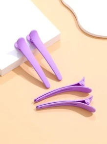 4pcs Matte Finish Sectioning Alligator Hair Clips With Positioning Function - Mauve Purple - View 1