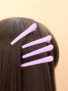 4pcs Matte Finish Sectioning Alligator Hair Clips With Positioning Function - Mauve Purple - View 2