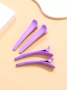 4pcs Matte Finish Sectioning Alligator Hair Clips With Positioning Function - Mauve Purple - View 3