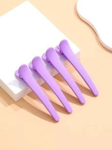 4pcs Matte Finish Sectioning Alligator Hair Clips With Positioning Function - Mauve Purple - View 4