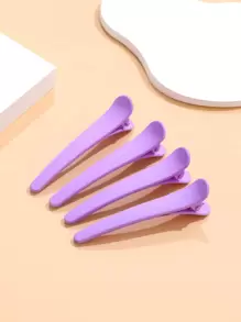 4pcs Matte Finish Sectioning Alligator Hair Clips With Positioning Function - Mauve Purple - View 5