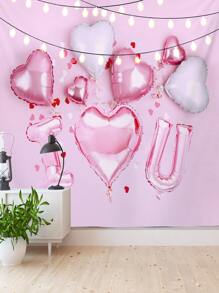 Heart & Letter Graphic Tapestry - Multicolor - View 1