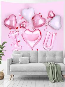 Heart & Letter Graphic Tapestry - Multicolor - View 5