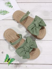 Bow Tie Slides For Women, Summer New Thick Sole Versatile Sandals, Suitable With Dress - Green - View 4