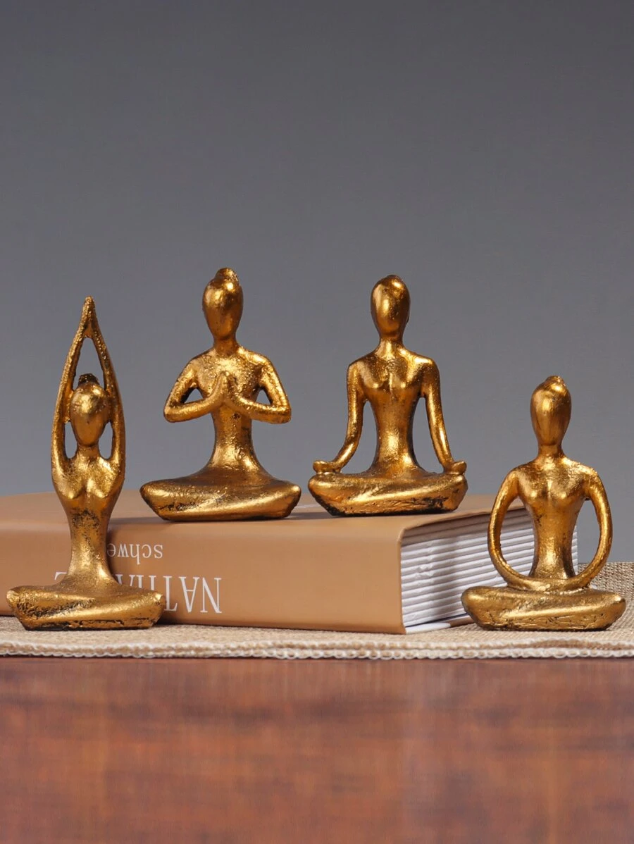 4pcs Figure Design Decoration Craft Best Gifts Birthday - Gold - View 1