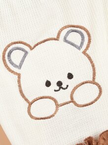 1入組卡通小熊刺繡寵物連衣裙適用於狗狗和貓適合夏天 - 杏色 - 查看 6