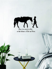1pc Horse & Slogan Graphic Wall Sticker - Black - View 7