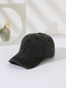 1pc Women's New Solid Color Washed Pony Tail Hole Outdoor Casual Sports Baseball Cap - Dark Grey - View 2