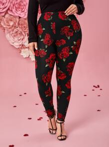 Reflora 大碼滿版印花緊身打底褲