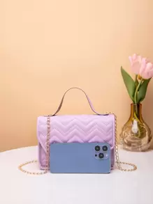 Mini Fashionable Women Handbag Flap Chain Shoulder Bag Crossbody Bag , Purple - Mauve Purple - View 7