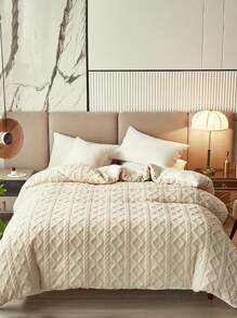 1入組幾何紋理質感毯子 - 米色 - 查看 1