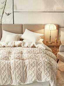 1入組幾何紋理質感毯子 - 米色 - 查看 6