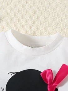 Tops con gái lớn Nơ Bướm Con số Giải trí - trắng - Xem 4