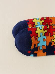Puzzle Pattern Crew Socks