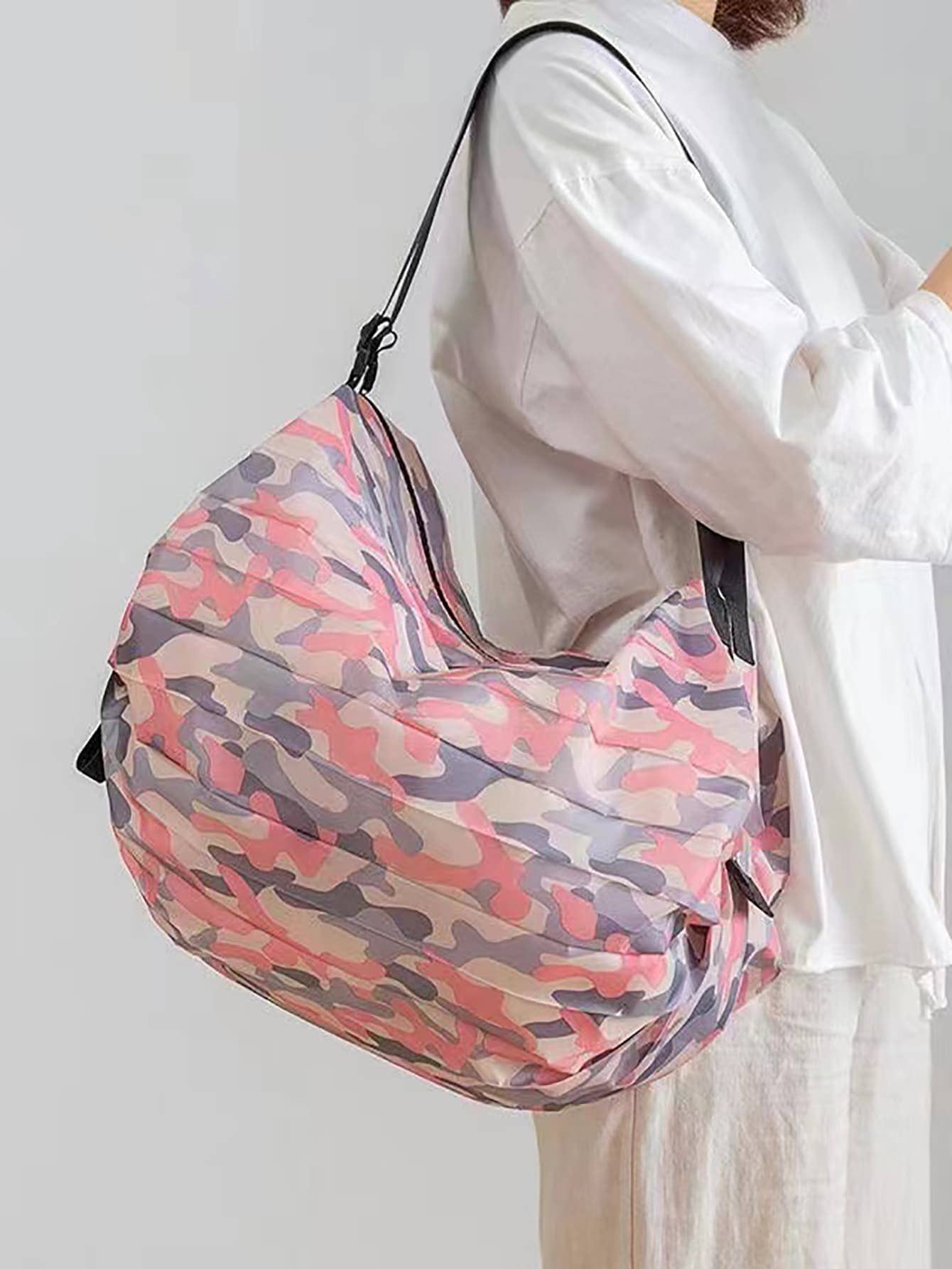 迷彩印花購物袋 - 粉色 - 查看 1