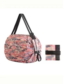 迷彩印花購物袋 - 粉色 - 查看 4