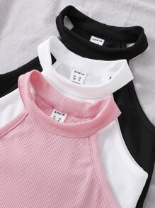 Toddler Girls 3pcs Solid Halter Top - Multicolor - View 3