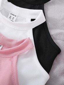 Toddler Girls 3pcs Solid Halter Top - Multicolor - View 4