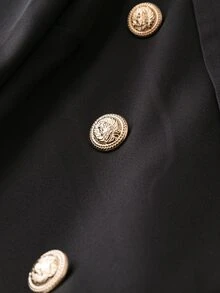 Franclia Plus Double Breasted Lapel Neck Blazer - Black - View 4