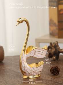 1set New Fashionable European Style Fruit Plate Spoons, Cute Swan Shaped Golden Spoons (6pcs Spoons + 1 Stand), Suitable For Buffet, Home, Cafe, Club,Kitchen,Christmas Gift,School Supplies - Multicolor - View 3