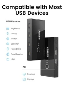 UGREEN USB 交換器 PC 共用選擇器 - 黑色 - 查看 4