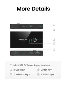 UGREEN USB 交換器 PC 共用選擇器 - 黑色 - 查看 9