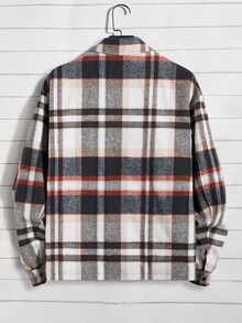 Manfinity Men Plaid Print Drop Shoulder Jacket Without Tee - Multicolor - View 2