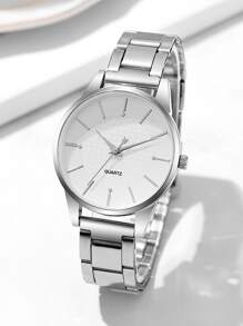 Reloj de cuarzo con puntero redondo como regalo para estudiantes que regresan a la escuela - Plateado - Ver 3