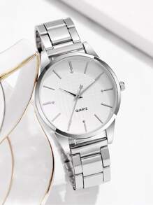 Reloj de cuarzo con puntero redondo como regalo para estudiantes que regresan a la escuela - Plateado - Ver 4