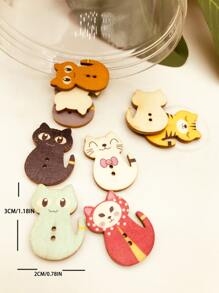 50入組貓形鈕扣 - 彩色 - 查看 2