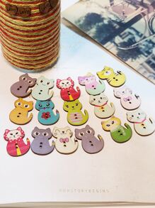 50入組貓形鈕扣 - 彩色 - 查看 6