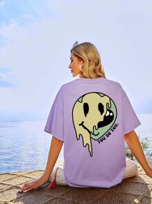 SHEIN Unity Slogan & Expression Print Drop Shoulder Tee YOU DO YOU - Lilac Purple - View 5