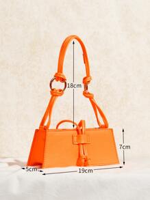 SHEIN SXY 簡約素色女士迷你日常單肩包 - 橘色 - 查看 8