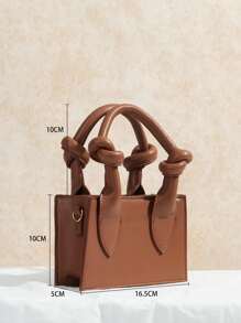 SHEIN SXY Mini Knot Decor Double Handle Square Bag - Brown - View 8