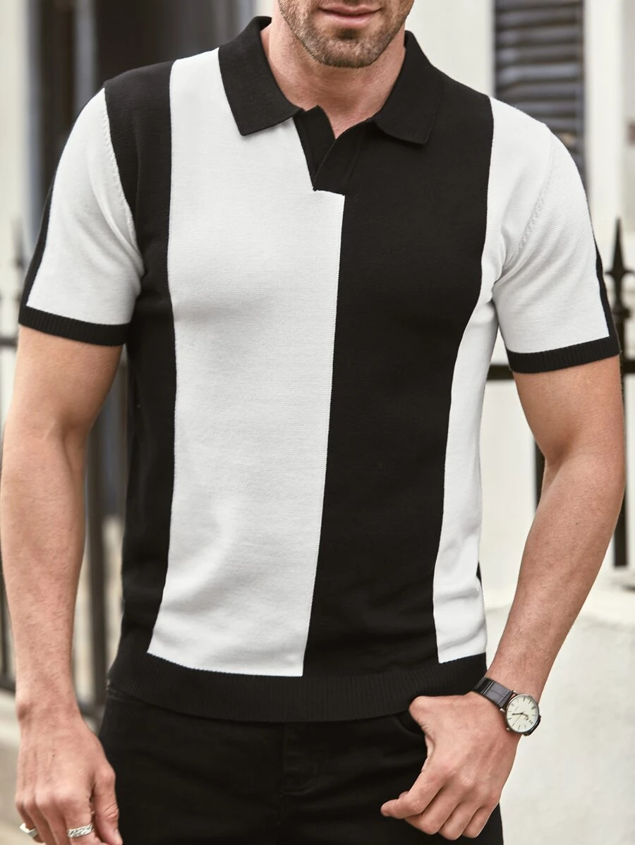 Manfinity Men Two Tone Knit Top - Black and White - View 1