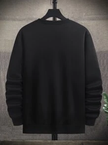 Manfinity Men Cartoon & Slogan Graphic Sweatshirt - Black - View 2