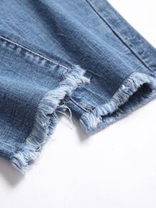 Manfinity Hombres Jeans ajustados con rasguños de gato desgarro crudo - Lavado ligero - Ver 3