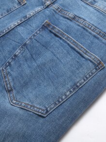 Manfinity Hombres Jeans ajustados con rasguños de gato desgarro crudo - Lavado ligero - Ver 5