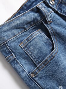 Manfinity Hombres Jeans ajustados con rasguños de gato desgarro crudo - Lavado ligero - Ver 8
