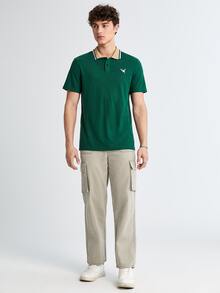 Manfinity Hombres Jeans cargo con bolsillo lateral con solapa - Caqui - Ver 6