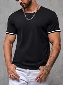 Manfinity Men Contrast Trim Tee - Black - View 1