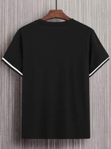 Manfinity Men Contrast Trim Tee - Black - View 2