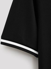 Manfinity Men Contrast Trim Tee - Black - View 3