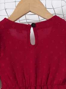Toddler Girls 1pc Swiss Dot Bow Front Ruffle Hem Dress - Burgundy - View 6