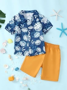 Toddler Boys Tropical Print Shirt & Shorts - Multicolor - View 1