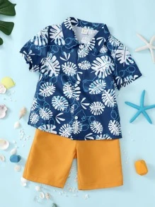 Toddler Boys Tropical Print Shirt & Shorts - Multicolor - View 4