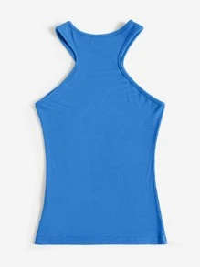 SHEIN EZwear 素色合身背心上衣 - 藍色 - 查看 2