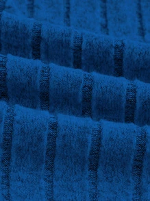 SHEIN EZwear Solid Scoop Neck Crop Tee - Royal Blue - View 3