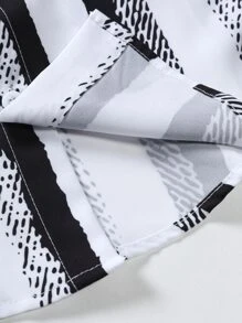 Manfinity Homme Men Striped Print Shirt Without Tee - Black and White - View 4